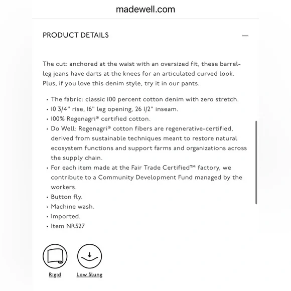 Madewell Blue Darted Barrel Leg Women's Jeans - Picture 6 of 7